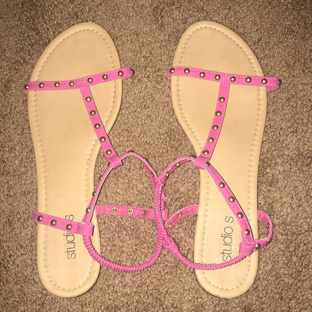 Pink W/ Gold Studs Sandals